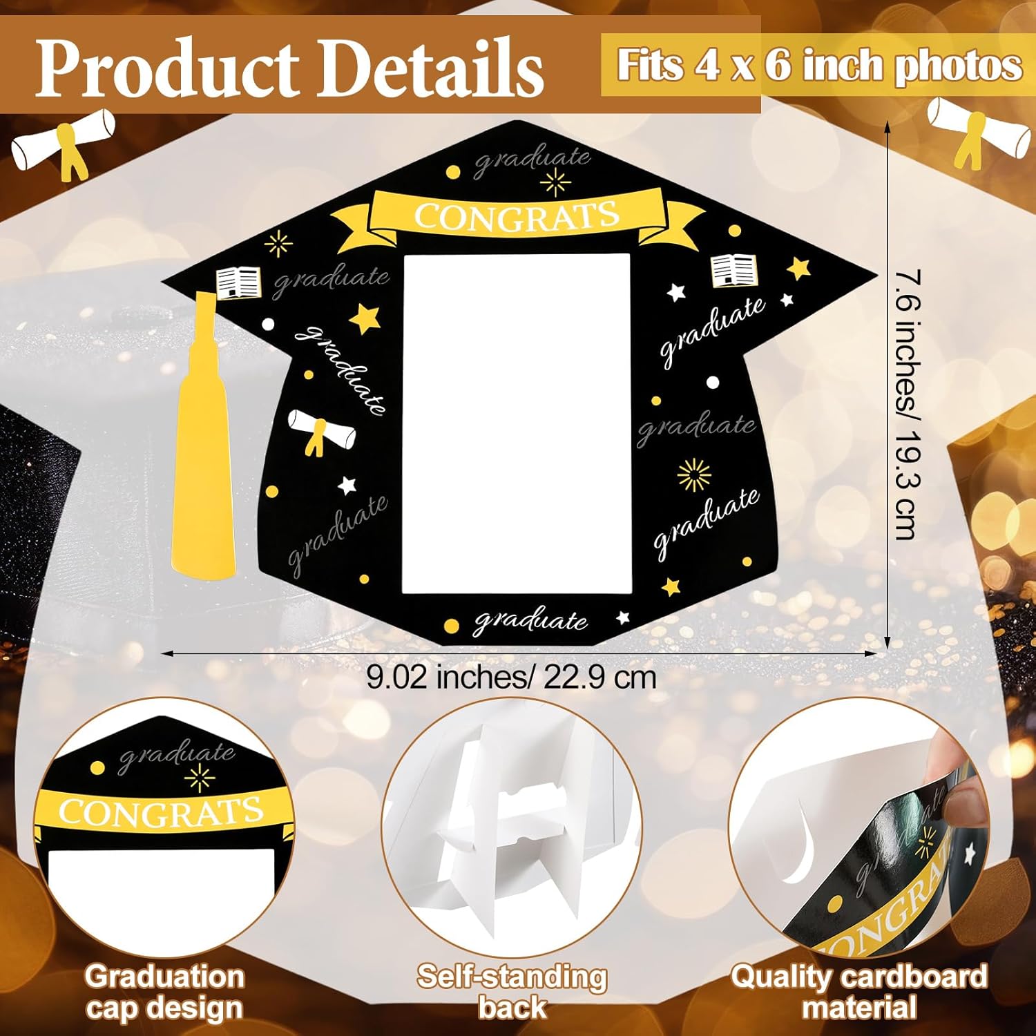 Novabright 30 Pcs Graduation Paper Picture Frame 4 x 6 Inch Graduation Photo Centerpiece for Table Class of 2026 Grad Cap Photo Display with Stand Congrats Grad Party Supplies Ceremony Party Gifts