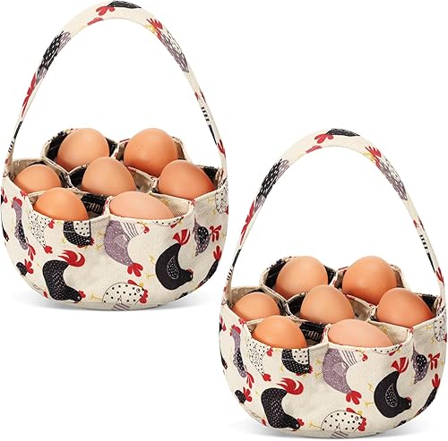 Miniatura 7 de 2 bolsas de huevos, cesta para huevos, cesta para recolección de huevos, cesta de recolección de huevos con 7 bolsas para granja, pollo, gallina,