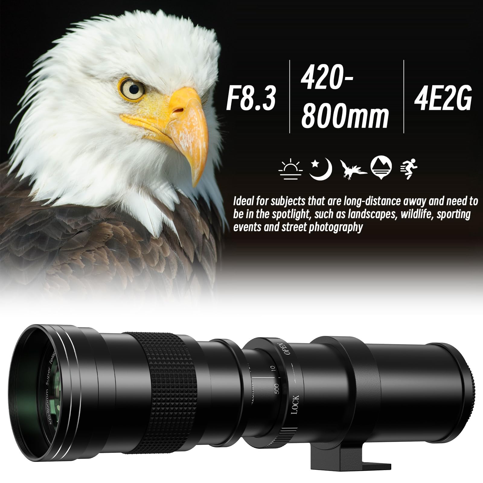 Amazon.co.jp: LIGHTDOW 420-800mm F/8.3MM 手動望遠ズームレンズRF