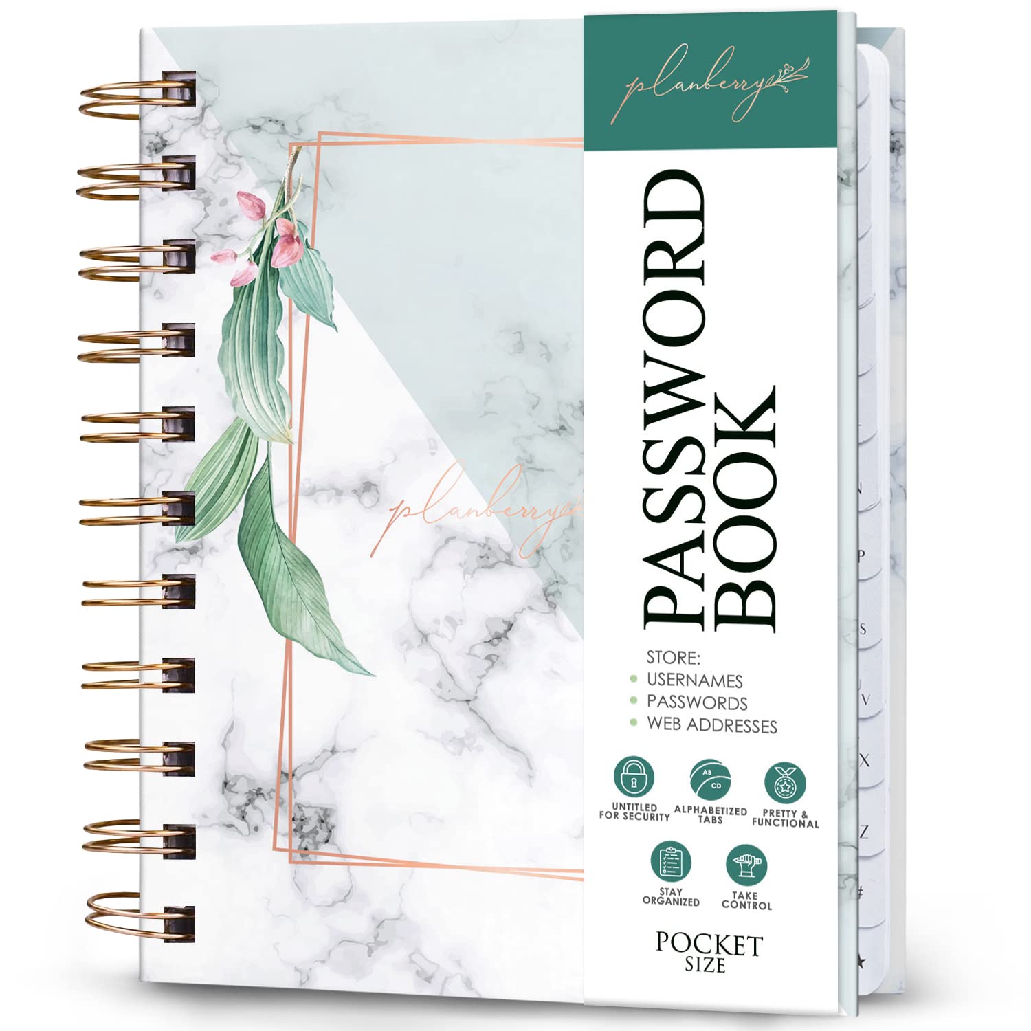 Carnet De Mots De Passe Avec Onglets Alphabétiques A6 - Sécurisé Par Bande élastique - 56 Pages - Pour Adresses Et Identifiants