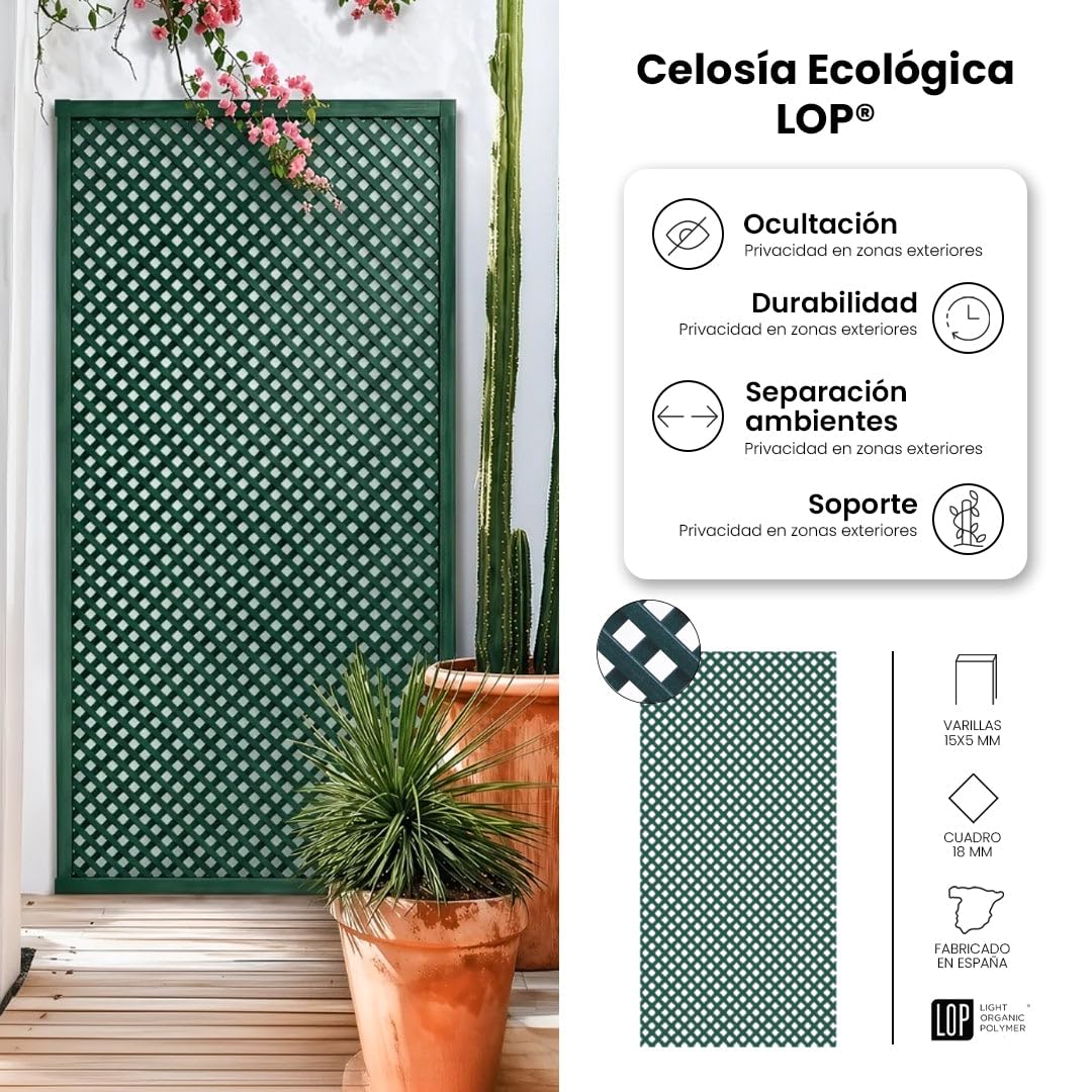Pack INSTALACIÓN CELOSÍA Lop + 3 PERFILES + Kit ESCUADRAS Verde 0.8X1.15 M