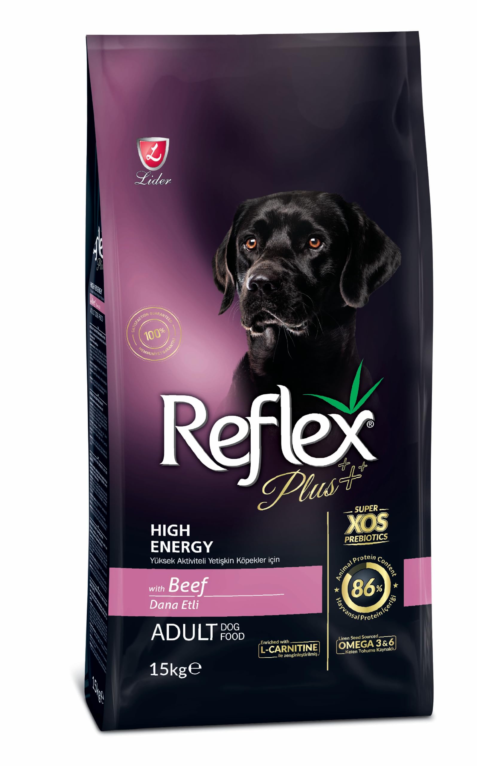 Reflex Plus Yetişkin Köpek Maması Yüksek Enerji 28/18 Dana Eti, 15 Kg