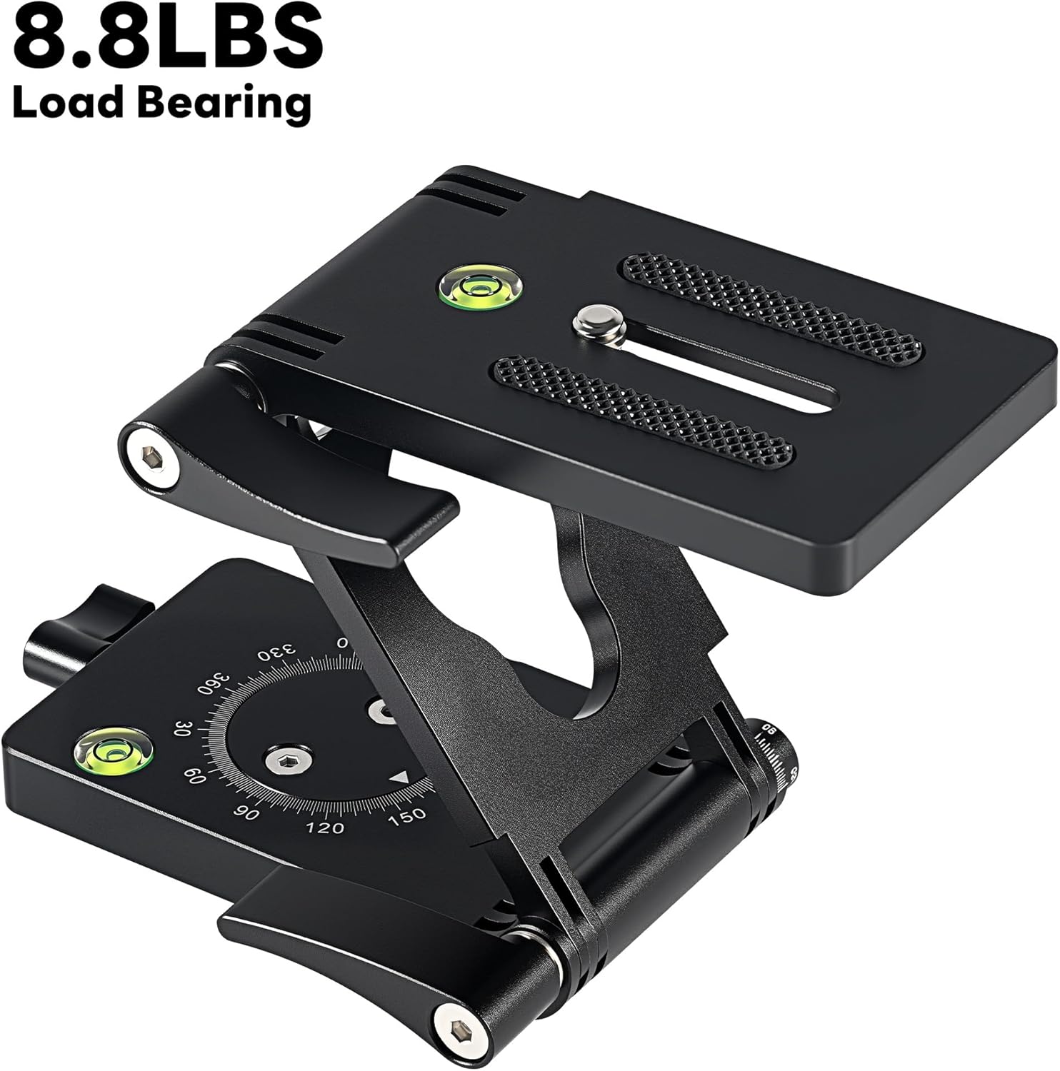 BJLIFE Z Flex Tilt Camera Tripod Head, Multi-Angle Flexible Pan & Tilt Head, 360° Rotation Folding Z Bracket with Bubble Level, for Connecting to Monopod Slider Rail Stabilizer Gimbal