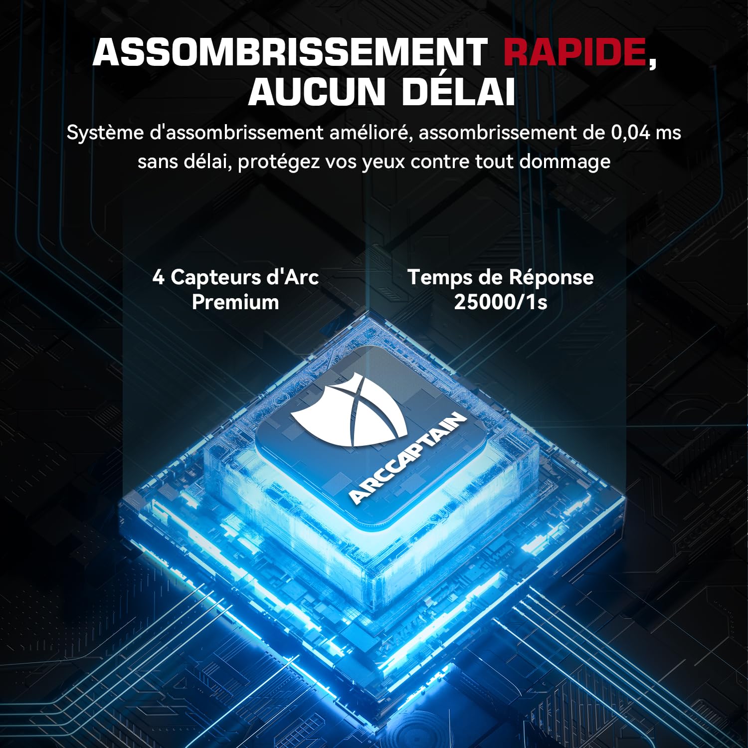 ARCCAPTAIN Masque de Soudeur Automatique 100 x 93 mm Avec Grand Champ de Vision, Couleur Réelle Entièrement Automatique, Casque de Soudeur Avec Couleur Véritable, Large Ombre 4/9-13 Pour MIG, TIG, ARC