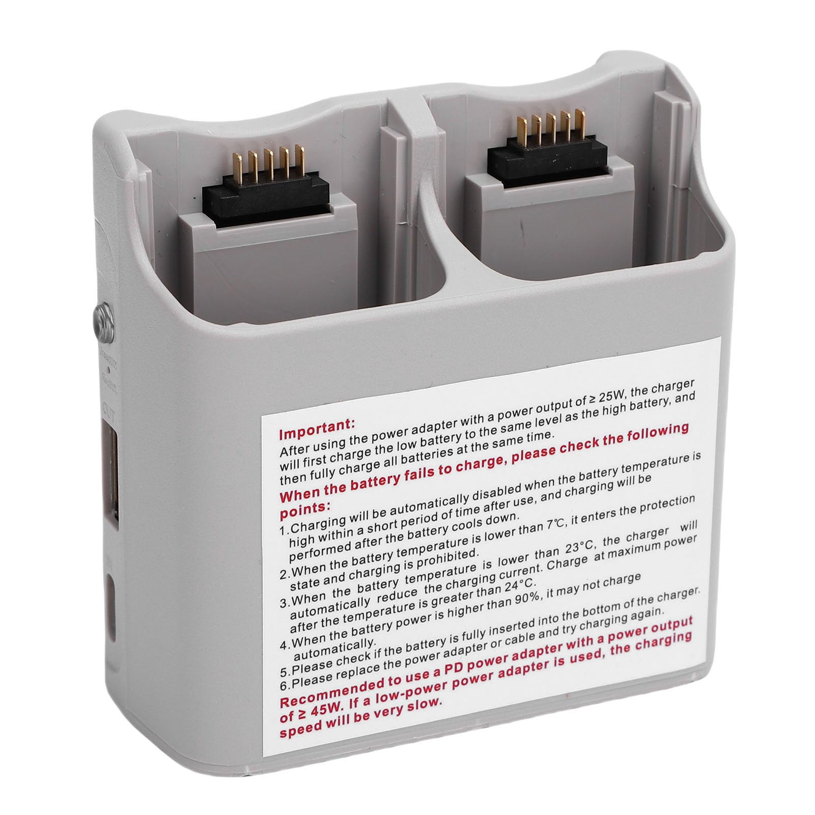 Cryfokt Drone Battery Charging Hub 45W Quick Charge Solution | Capacità di ricarica rapida, Adatto al drone NEO, Fattore di forma compatto, Supporto doppia batteria, Tecnologia di