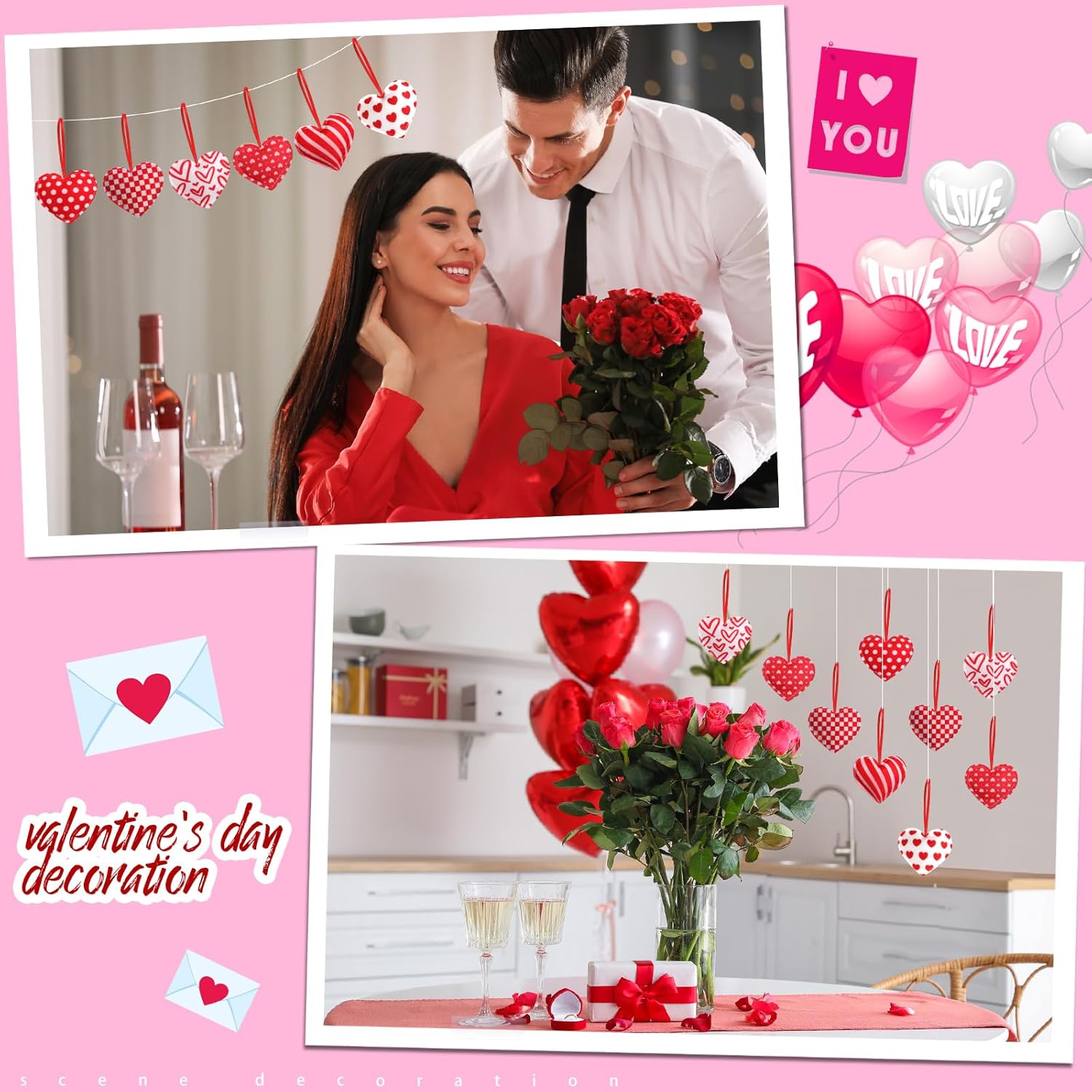 Jutom 108 Pcs Easter Egg Rabbit Ornaments Shamrock Felt Heart Hanging Ornaments Heart Shaped Clover Baubles Shamrock Egg Felt Decoration for Holiday Favor (Lovely)