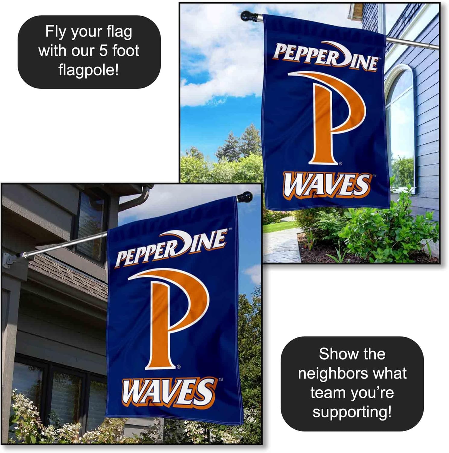 Pepperdine Waves Double Sided House Flag - Image 4