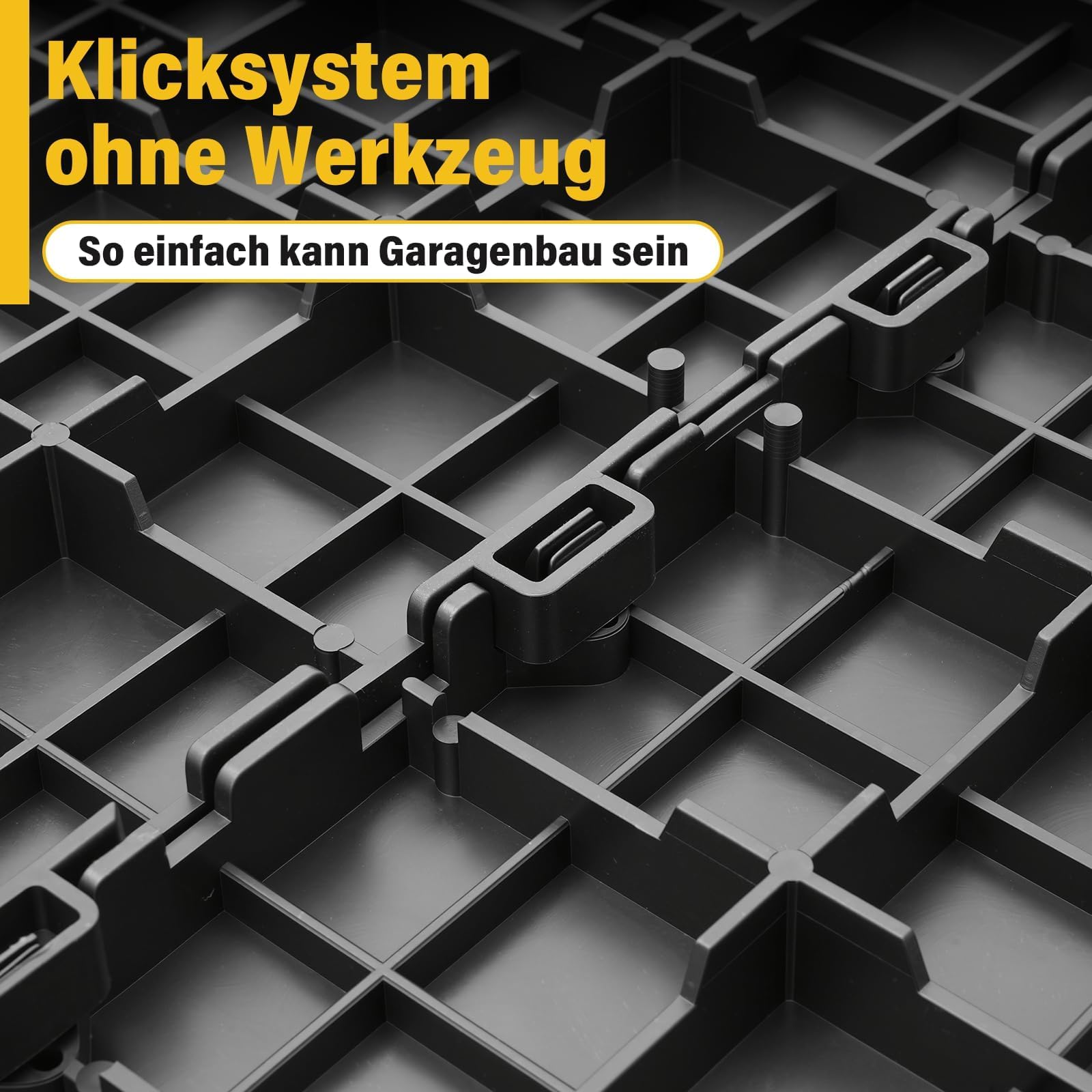 jxgzyy 30 Stück Garagenbodenfliesen, 40x40 cm verzahnte Werkstattboden Klickfliesen, 10.000 kg Tragfähigkeit, rutschfeste DIY Fliesen für Garagen, Kellerräume, Schwarz