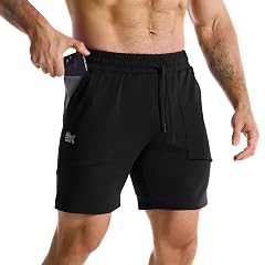 BROKIG Zero Armor Mens Gym Shorts 7 Inseam Slim Fit Anti-Chafing Cotton Workout Shorts with Zipper Pocket