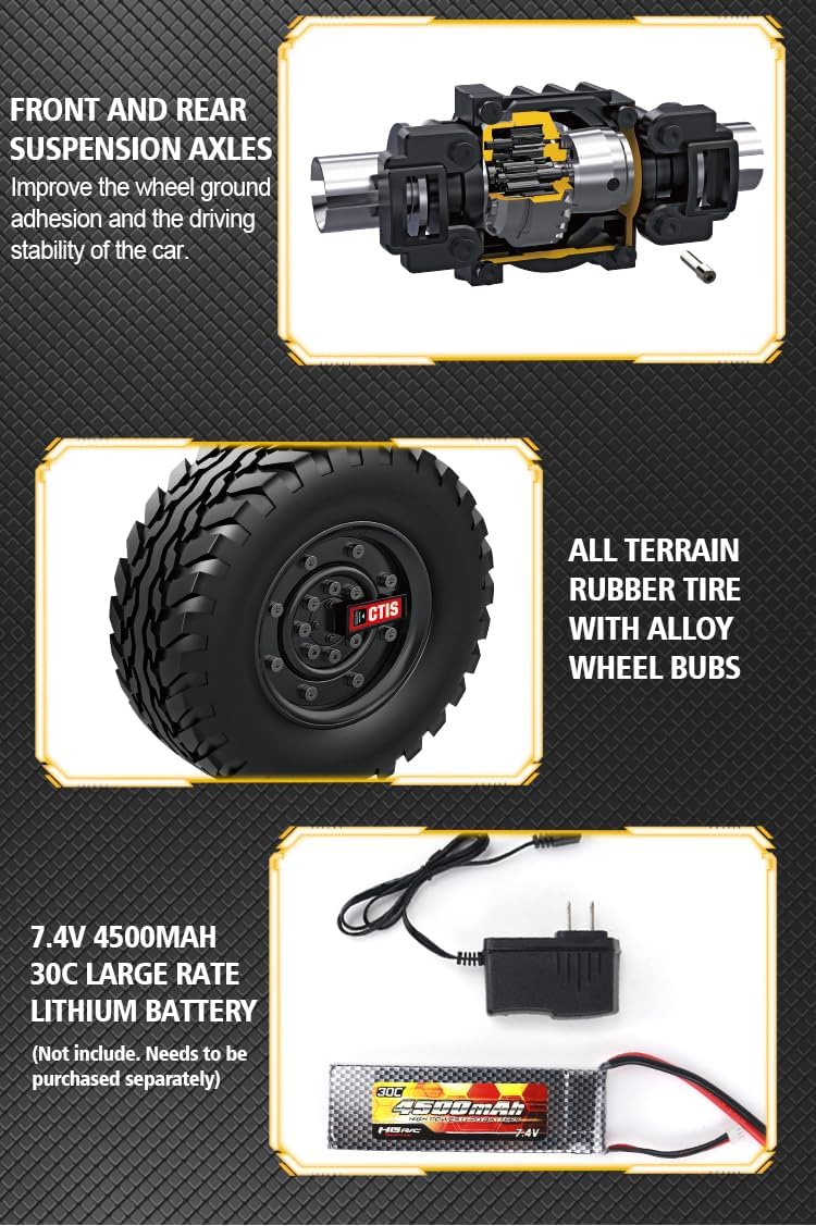 HG 4x4 P415A RC Off-Road Vehicles for 1/10 Pick-up Remote Control Cars Motor Servo ESC Hobby Grade Model(Grey)