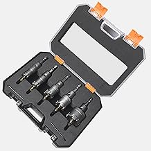 Ultra-hard Carbide Stainless Steel Hole Saw Set of 5 Hexagonal Shaft (0.25 inch (6.35 mm)) Hole Saw Drill Iron Metal Drilling Tungsten Alloy Tip Electric Drill Hole Saw Set (0.63 inch (16