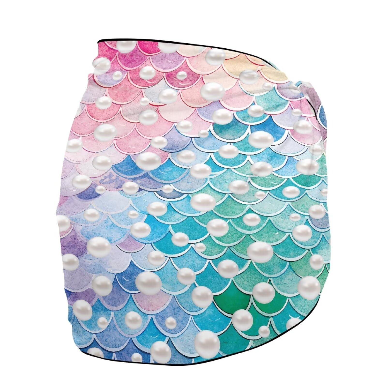 doginthehole Fish Scale Sarong Beach Wrap Swimsuit Cover Ups Colorful Swimwear Bikini Coverups Short Beach Tie Wrap Skirt Sheer Chiffon Scarf for Women Girls