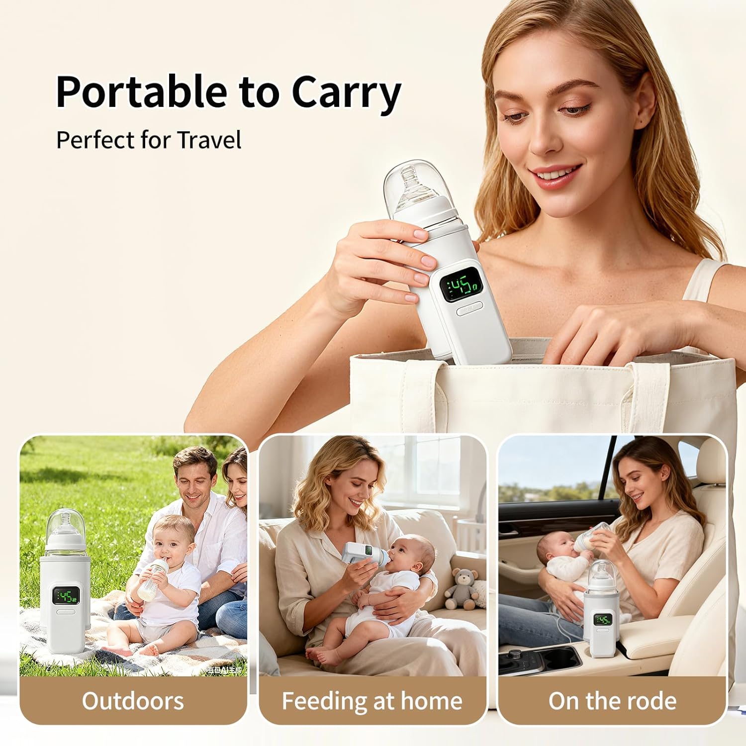 Portable Baby Milk Bottle Warmer for Travel,Breastfeeding Essentials,Baby Bottle-Feeding Bottle Warmer On the Go,Breastmilk Warmer for Baby,Rechargeable 5000 mAh Battery,Digital Display