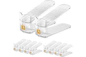 Clear Shoe Stackers - Pack of 10 Adjustable Space Saving Organizers