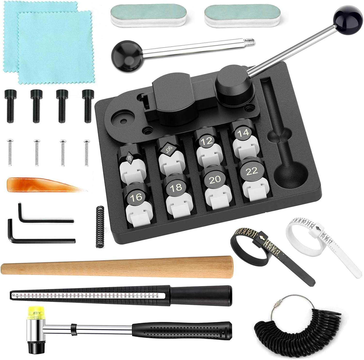 JAZORR Ring Bender Tool Ring Bending, Spoon Rings Maker Machine Jewelry Making Kit with Nylon Dies Earring Rings Bender Machine Sizer Measuring Tool Multi-Functional Jewelry Tools