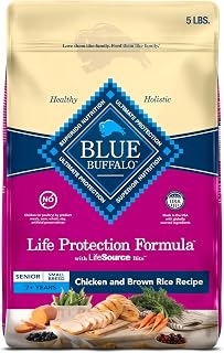 Blue Buffalo Life Protection Small Breed Senior Dry Dog Food, Chicken & Brown Rice, Joint Health, Immunity, Natural Ingredients, 5-lb Bag