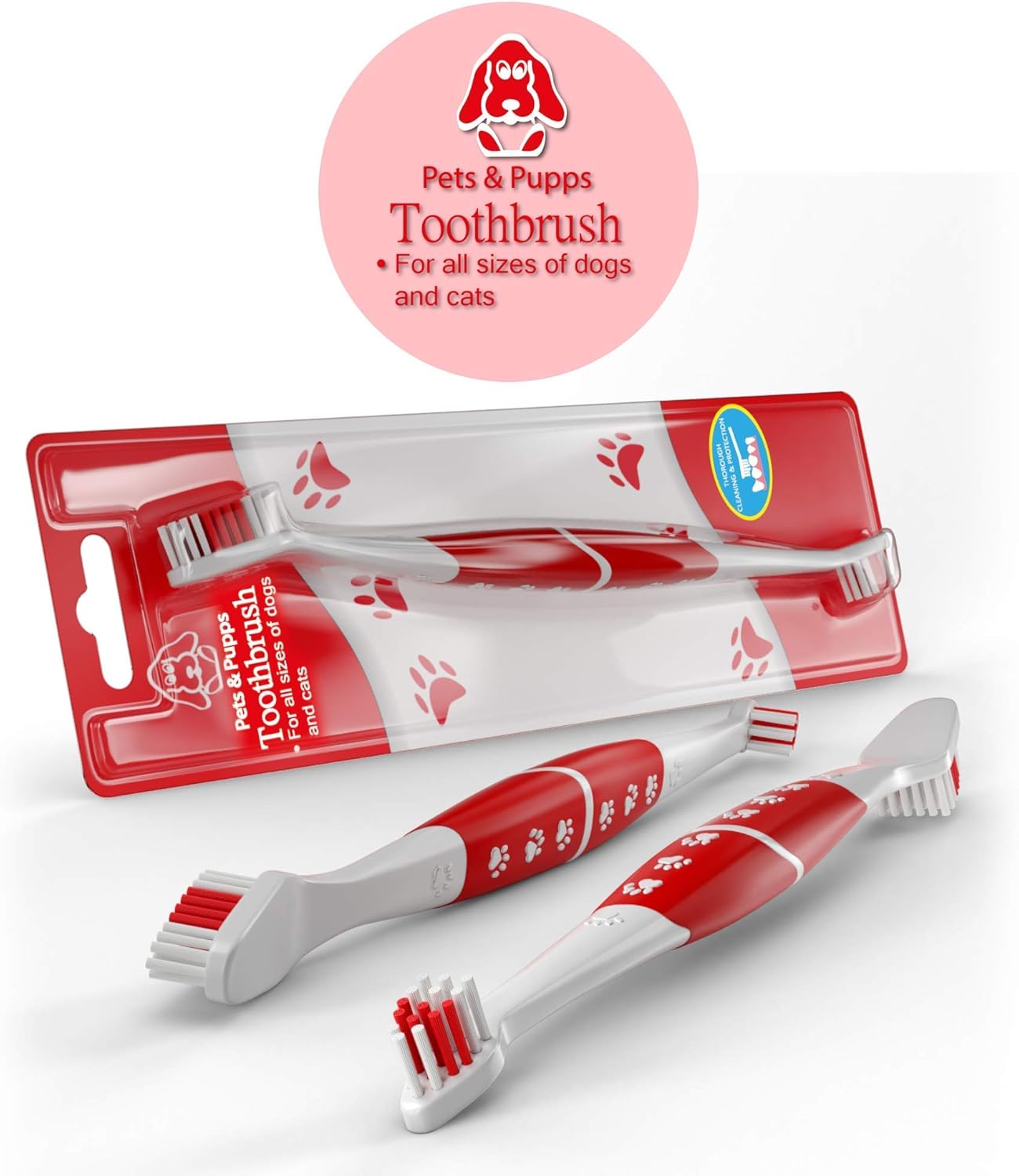 Pet Toothbrush for Dogs, Cats with Soft Bristles - Easy Teeth Cleaning & Dental Care, Non Slip Dual Head Dog Toothbrush - Choose Your Pack (Pack of 1) : Pet Supplies