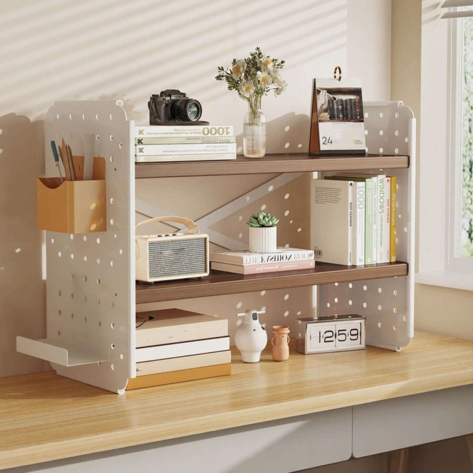 Libreria multiuso da scrivania, organizer da scrivania per casa e ufficio, 40 cm, per libri e accessori da scrivania, ideale per studenti e professionisti