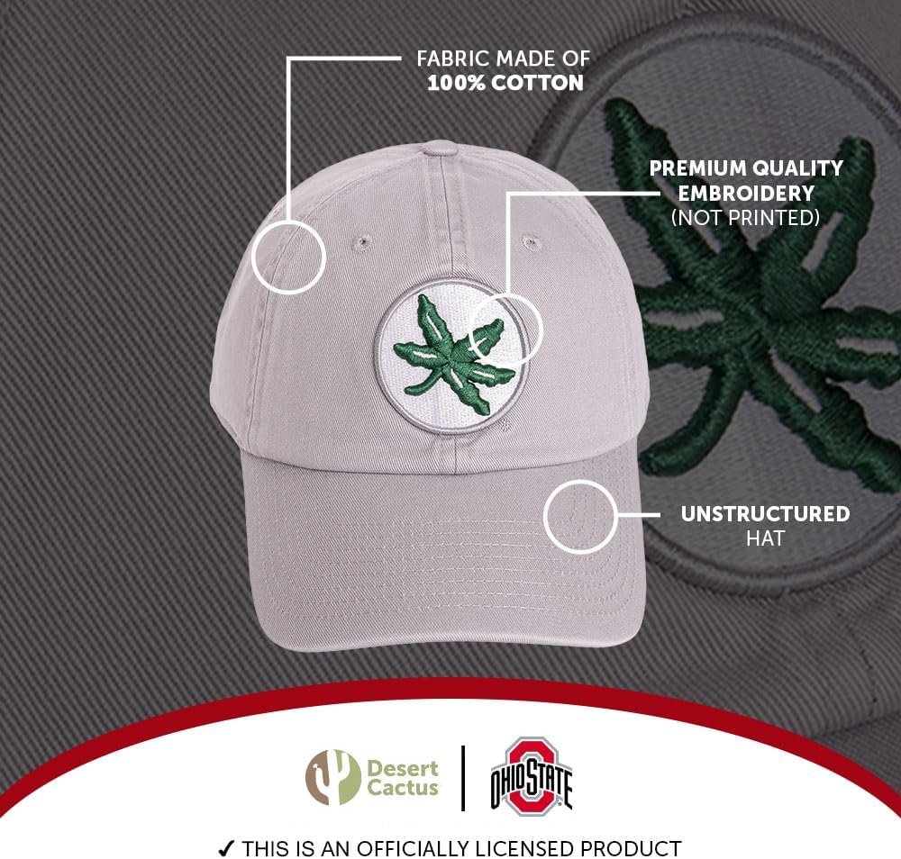 Desert Cactus The Ohio State University Baseball Hat OSU Buckeyes Brimmed Embroidered Hats Cap Strap Adult (Style XVW)