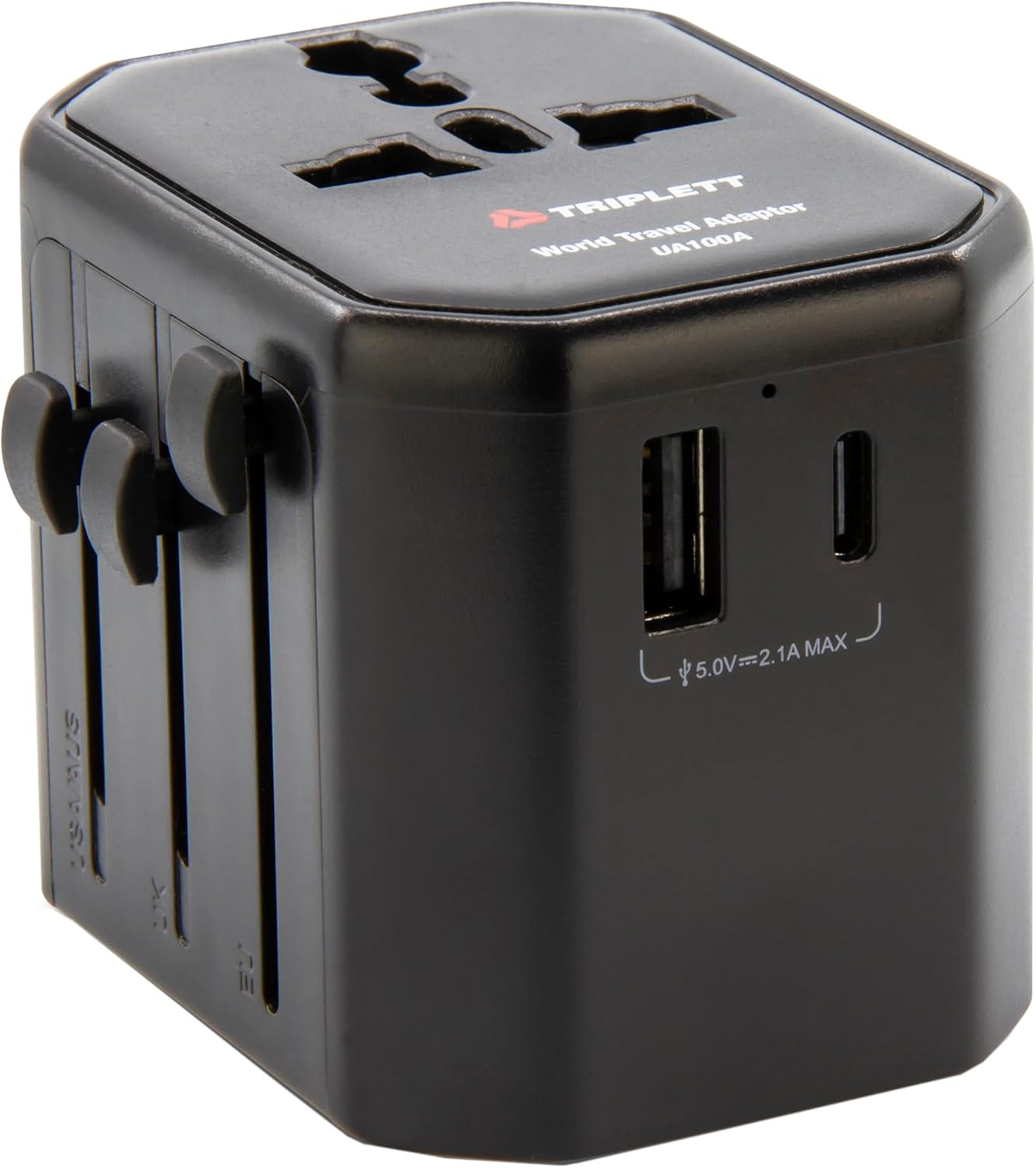 Triplett UA100A International Universal World Travel Adapter with USB-A and USB-C (10A, 2500W)