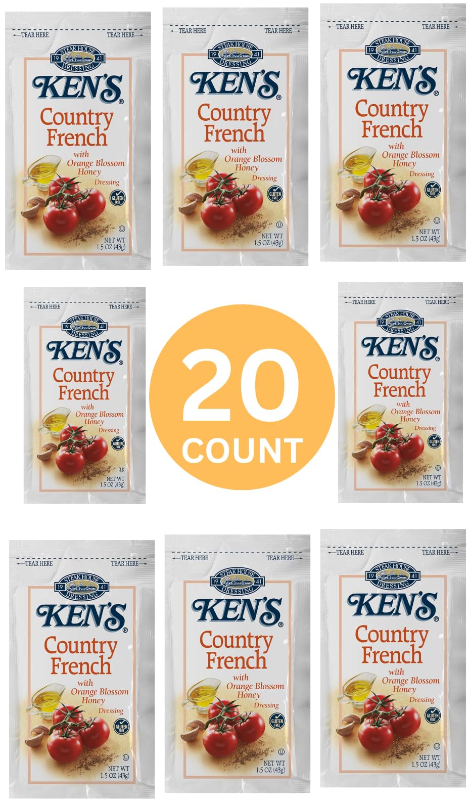 Amazon.com : 20 Count | Salad Dressing Packets | Individual Single Serve Salad  Dressing condiment packets