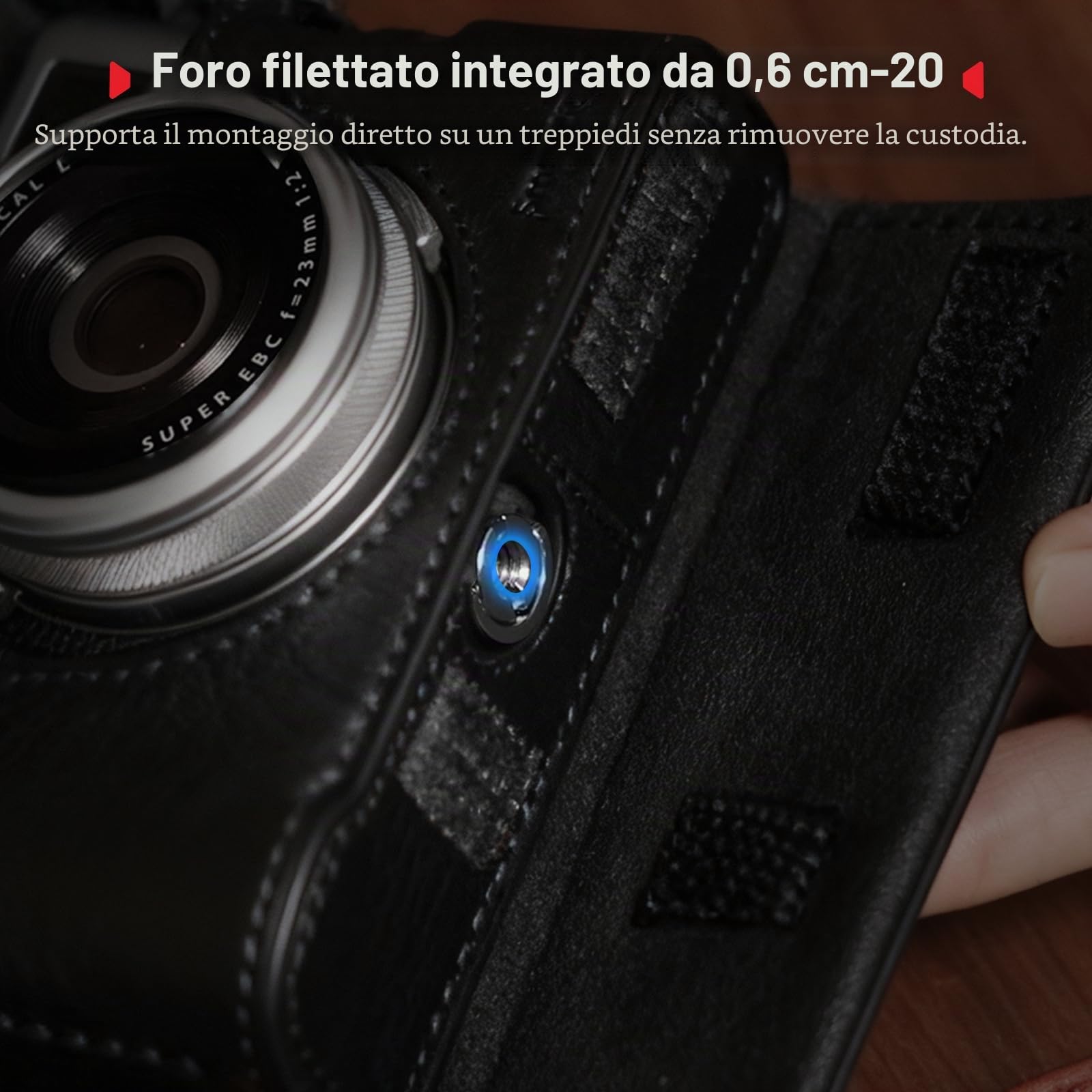 SMALLRIG Kit Custodia in Pelle per FUJIFILM X100VI, Include Mezza Borsa in Pelle, Custodia Flip e Tracolla, Vera Pelle, Portatile e Protettiva, Nero - 5622