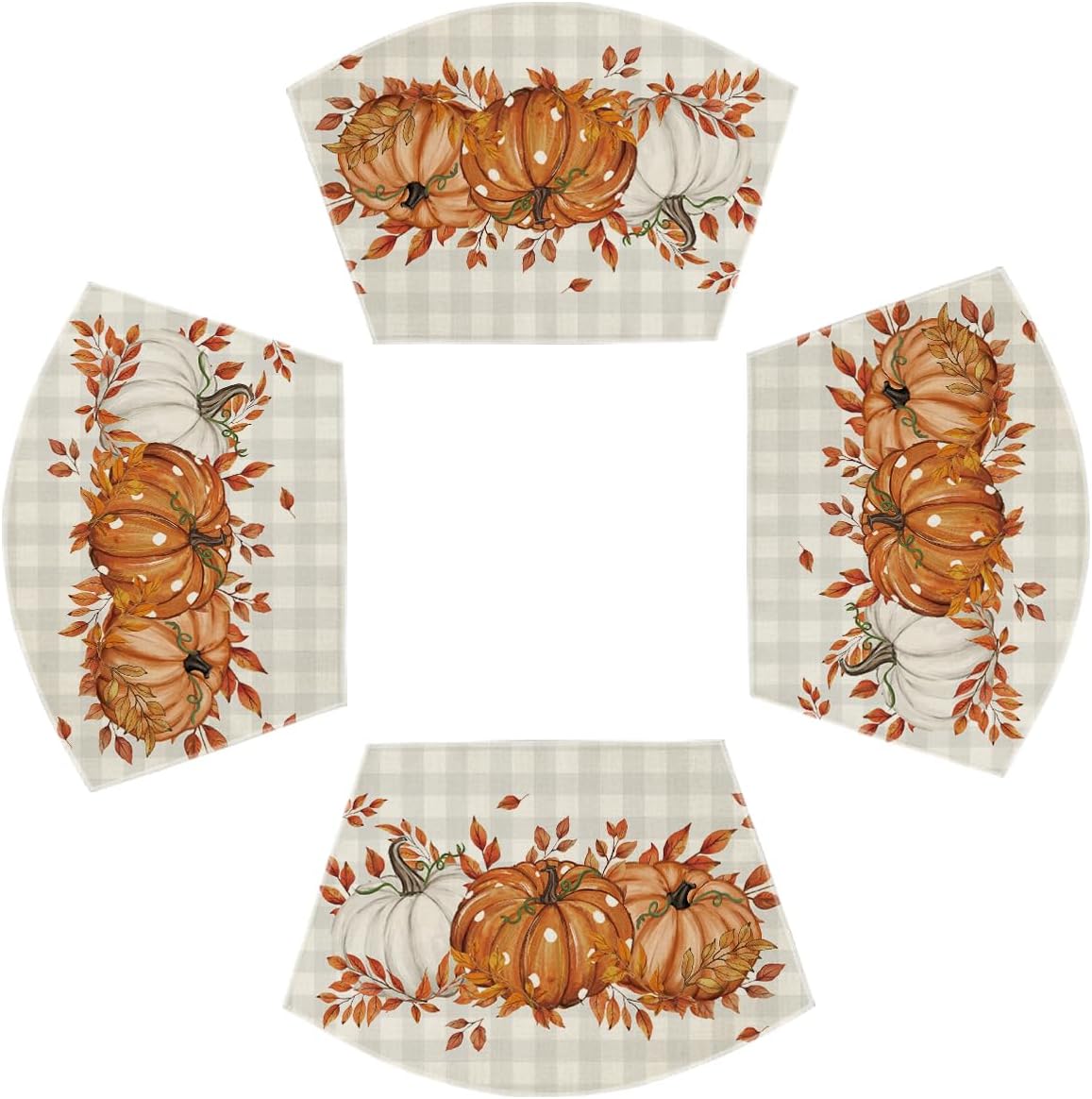 Artoid Mode Dot Pumpkins Leaves Fall Placemats Set of 6-12 x 18 Inch | Heat-Resistant Table Mats, Washable Seasonal Autumn Kitchen Dining Decor