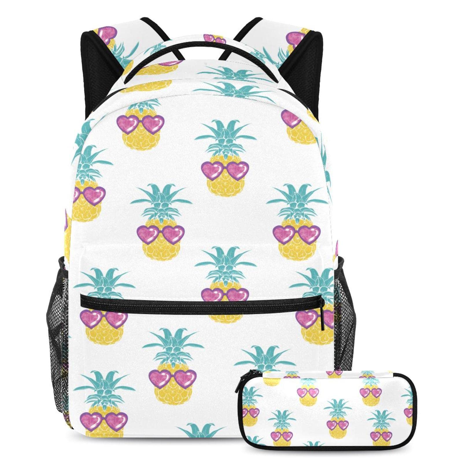 Sac à dos grand volume ananas avec trousse scolaire solide