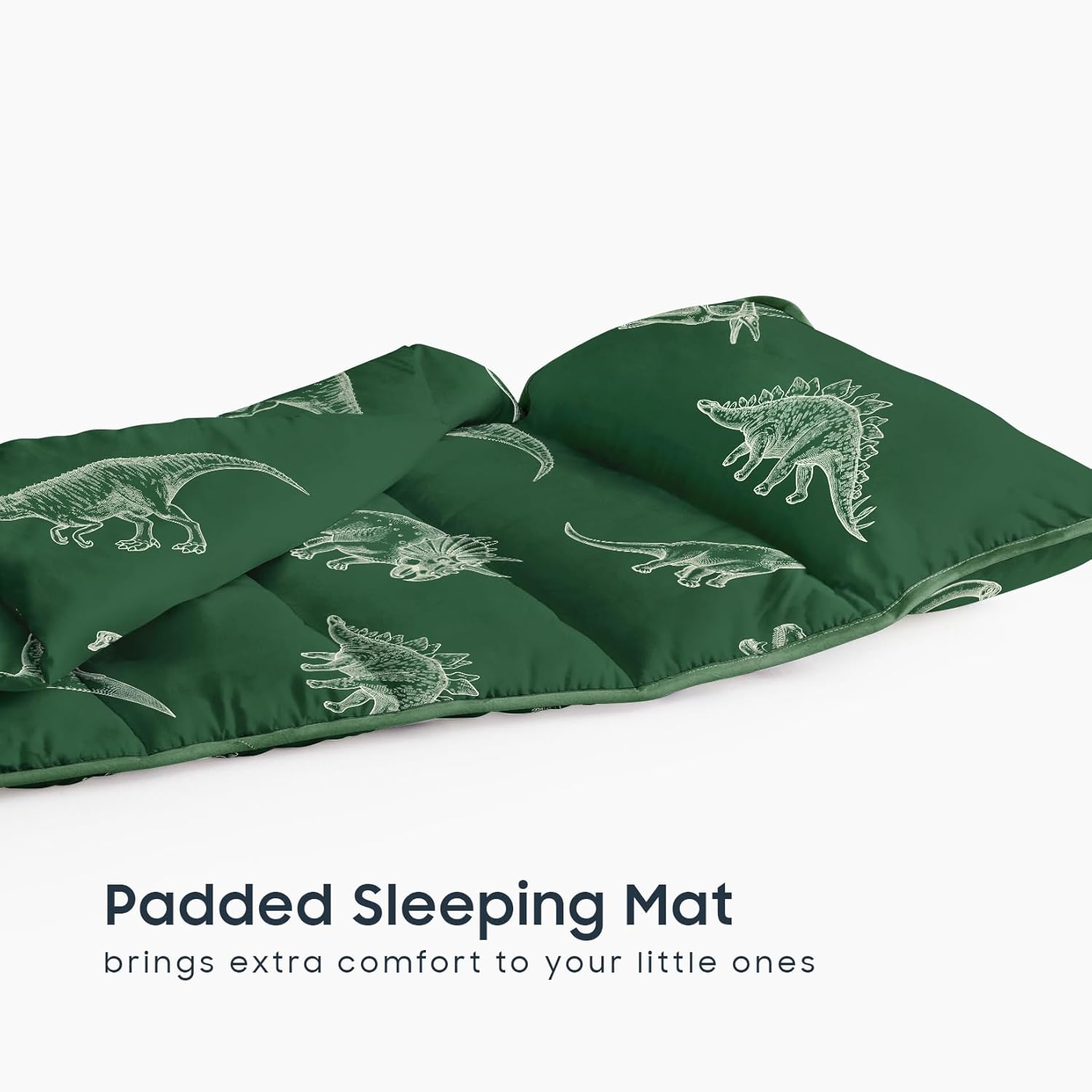 Wake In Cloud - Toddler Nap Mat with Pillow and Blanket, for Kids Boys Ages 3 Plus in Kindergarten Daycare Preschool, Roll Up Sleeping Bag, Jurassic Dinosaur Dino