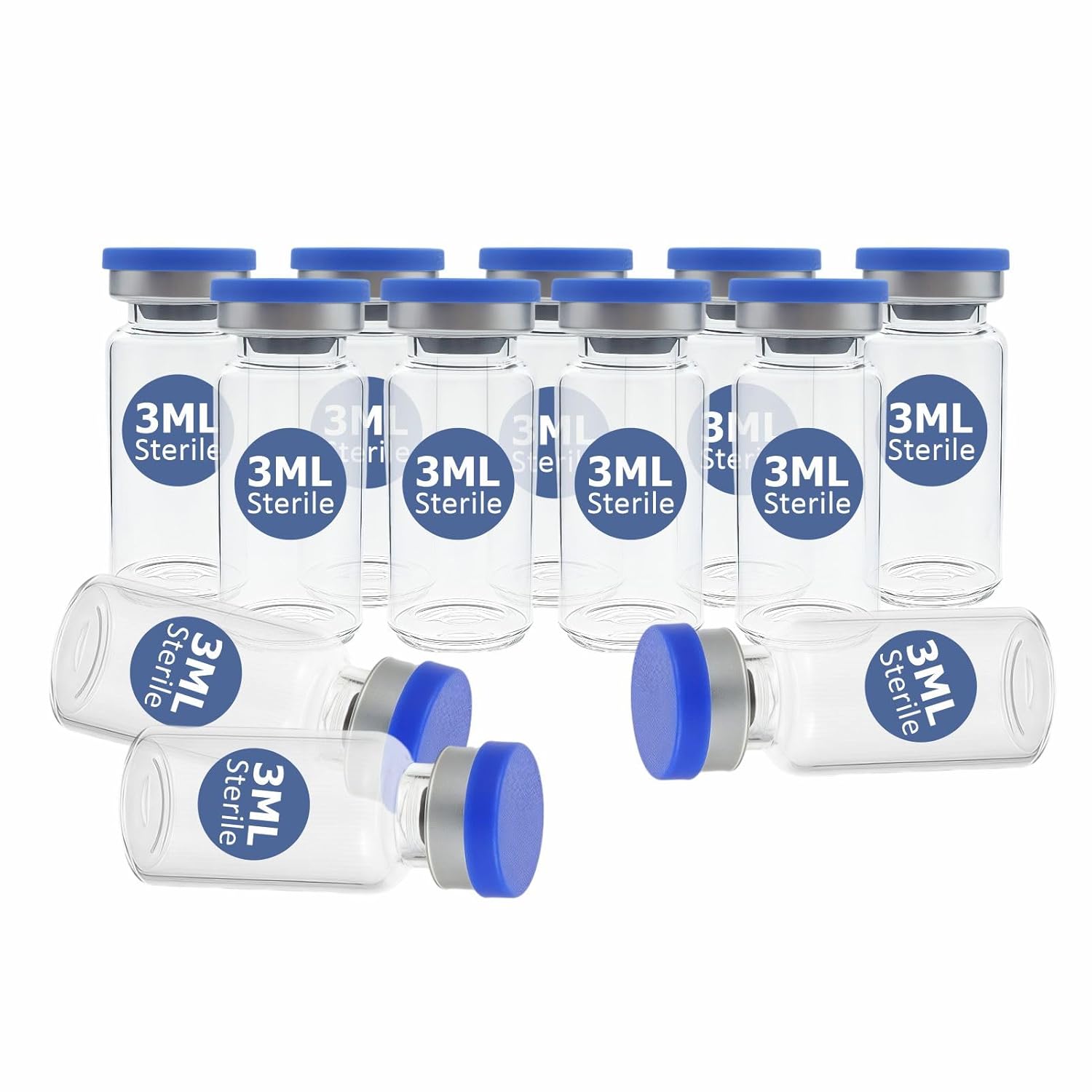 400 Pack 3mL Sealed Sterile Empty Vials with Plastic Aluminum Flip - Transparent Glass Sample Storage Vials for Lab Biology Drug Cosmetics (Not Include Labels) (3mL 400PCS)