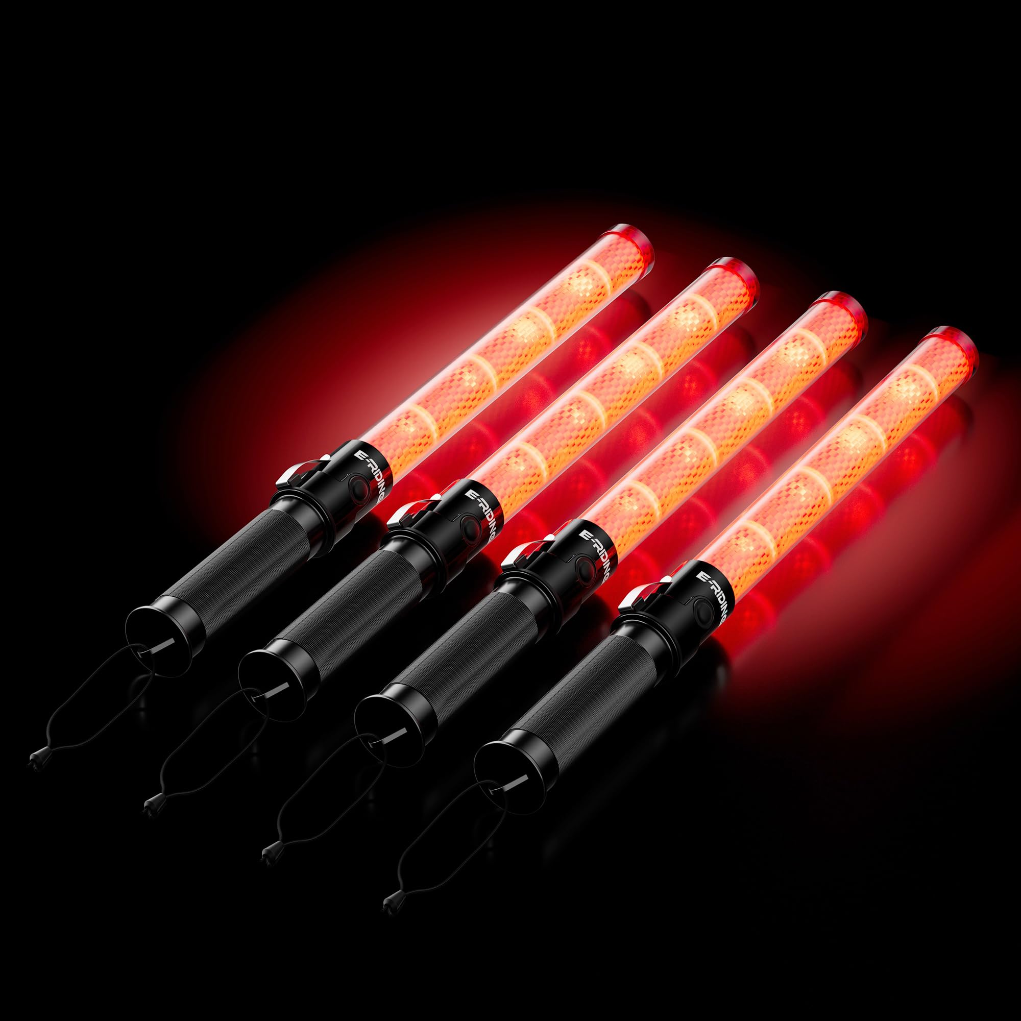 4 Pack Traffic Wand, 16 Inch Red Air Traffic Control Wands, LED Traffic Safety Baton with 3 Flashing Modes for Traffic Control, Parking, Aircraft, Car Directing