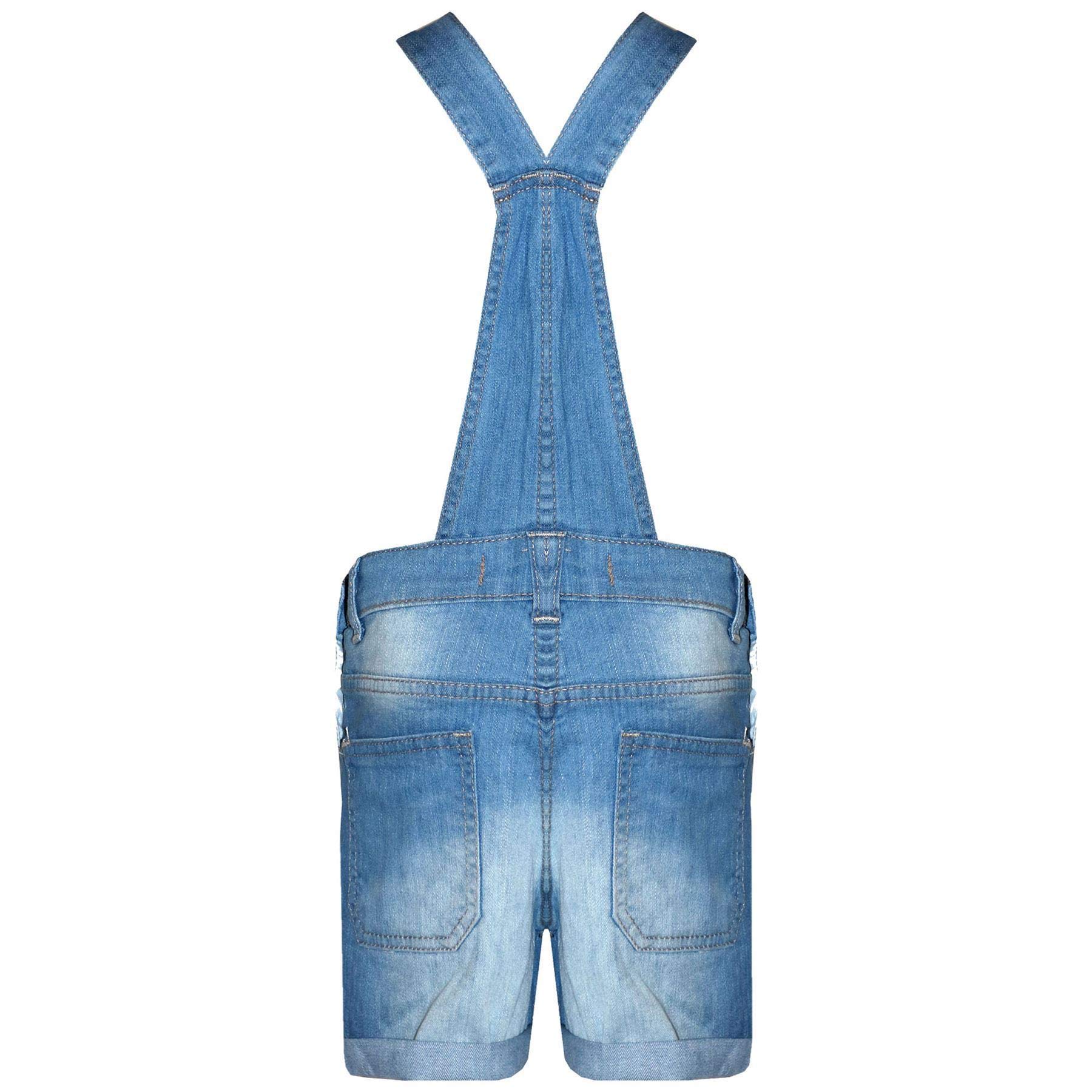 A2Z 4 Niños Niñas Pantalones cortos vaqueros peto, vaqueros elásticos desteñidos mono con pechera mono todo en uno de 3 a 13 años