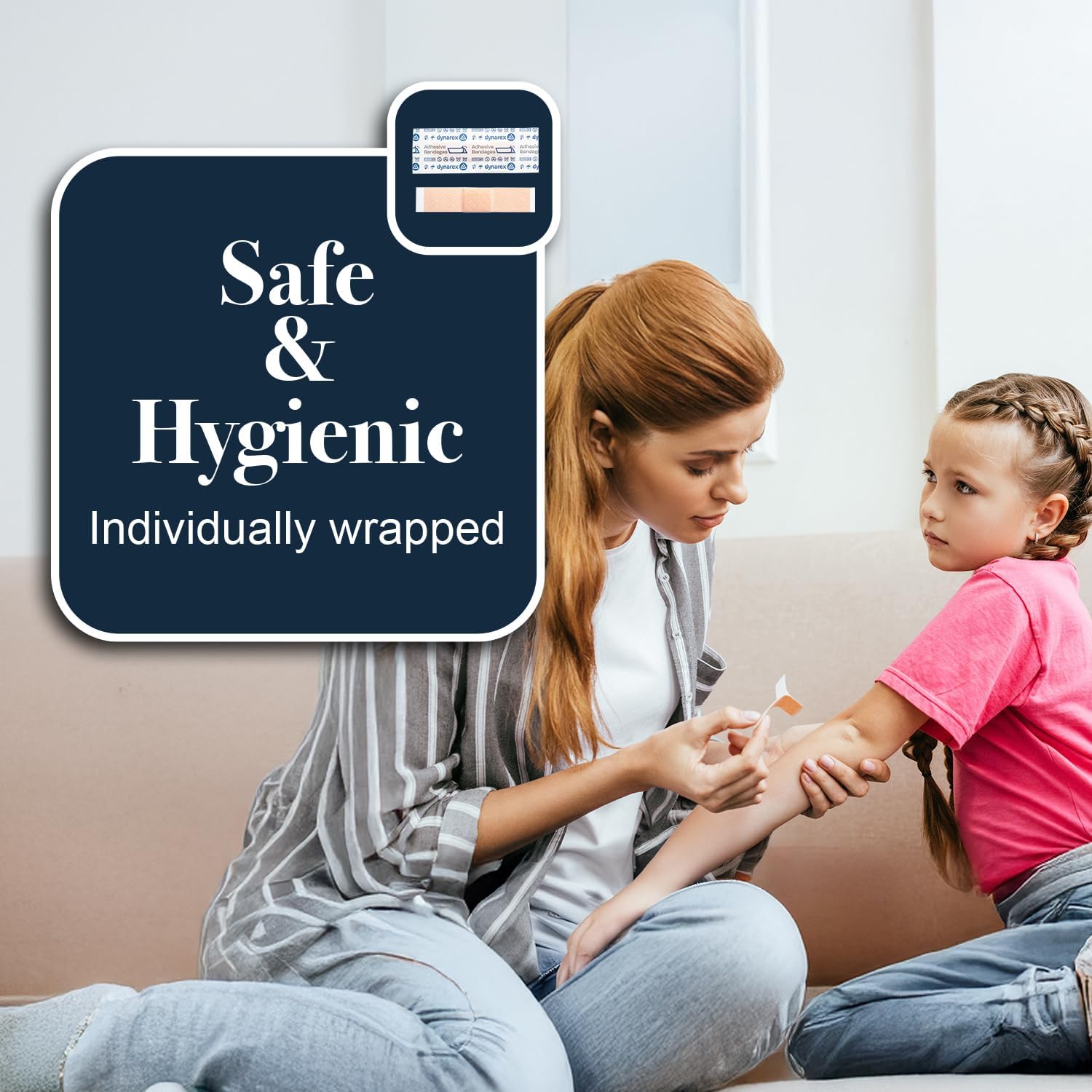 Dynarex Sheer Plastic Adhesive Bandages Water-Resistant and Sterile Non-Stick Pad First Aid Covers Minor Cuts Scratches - 3/8" x 1 1/2" Junior, Case of 72 Boxes, 50 per Box