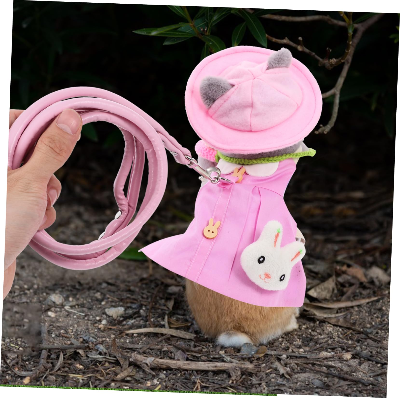 Abaodam 1Set Bunny Harness Leash with Hat and Bag for Outdoor Activities Pet Supplies for Rabbits and Kittens Soft and Durable Design