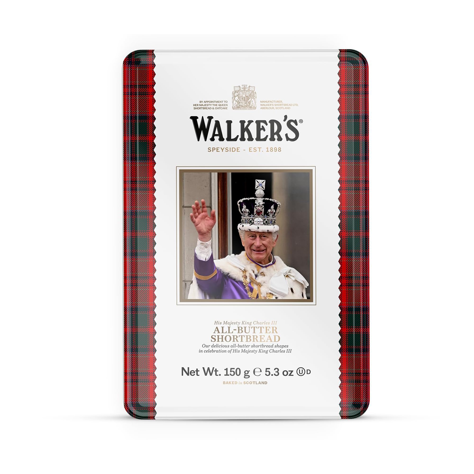 Walker's Shortbread King Charles III Limited Edition Tin, All-Butter Shortbread Cookies, 5.3 Oz