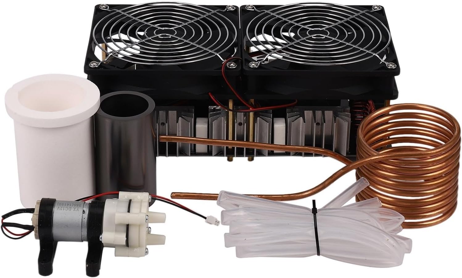 Induction Heater, 2500W ZVS Induction Heater High Frequency Induction Heating PCB Board Melted Metal + Coil+ Crucible+Pump