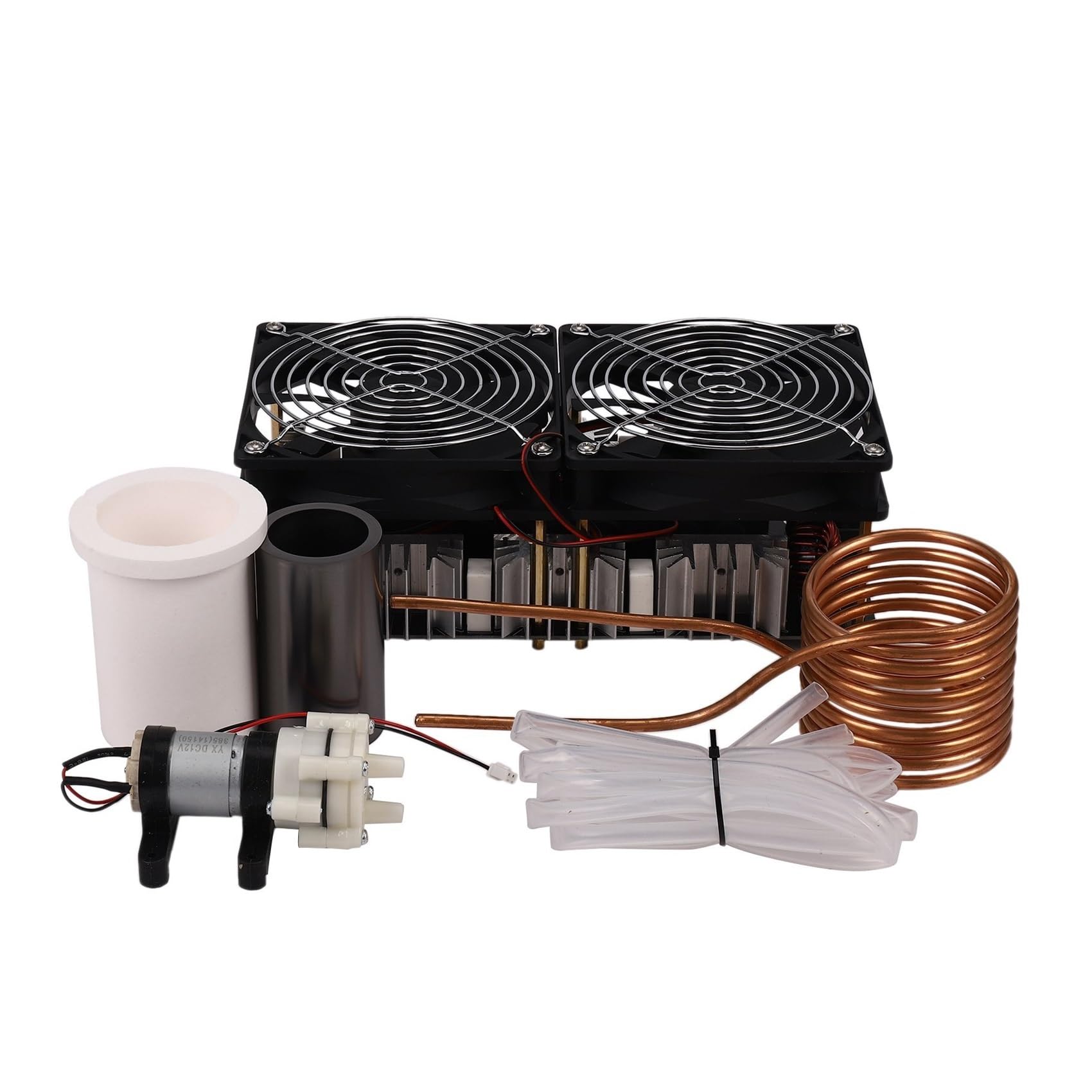 Induktionsheizspule, 2500 W ZVS Induktionsheizung Hochfrequenz-Induktionsheizung Leiterplatte geschmolzenes Metall + Spule + Tiegel + Pumpe