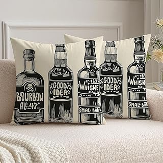 Pack of 2 Velvet Square Pillow Covers 20 x 20Three Bottles Advertising Pub Strong Spirit Alcohol Hand Drawn Emblem Hard Food Drink Idea Objects Farmhouse Boho Pillow Covers for Sofa Couch Home Décor