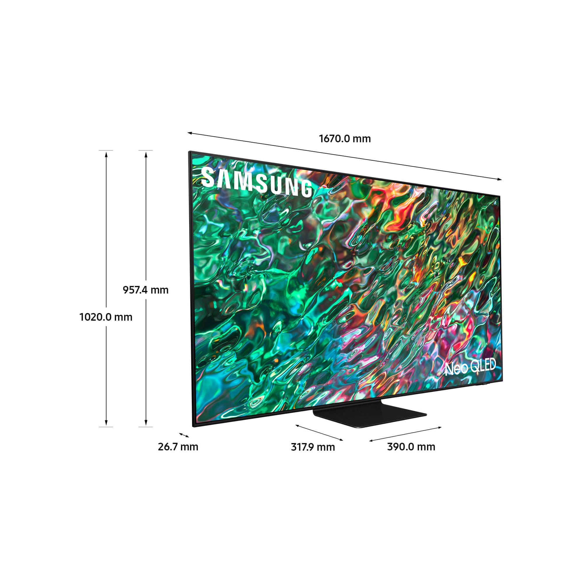Samsung TV Neo QLED QE75QN90BATXZT, Smart TV 75" Serie QN90B, Neo QLED 4K UHD, Alexa e Google Assistant integrati, Titan Black, 2022, DVB-T2