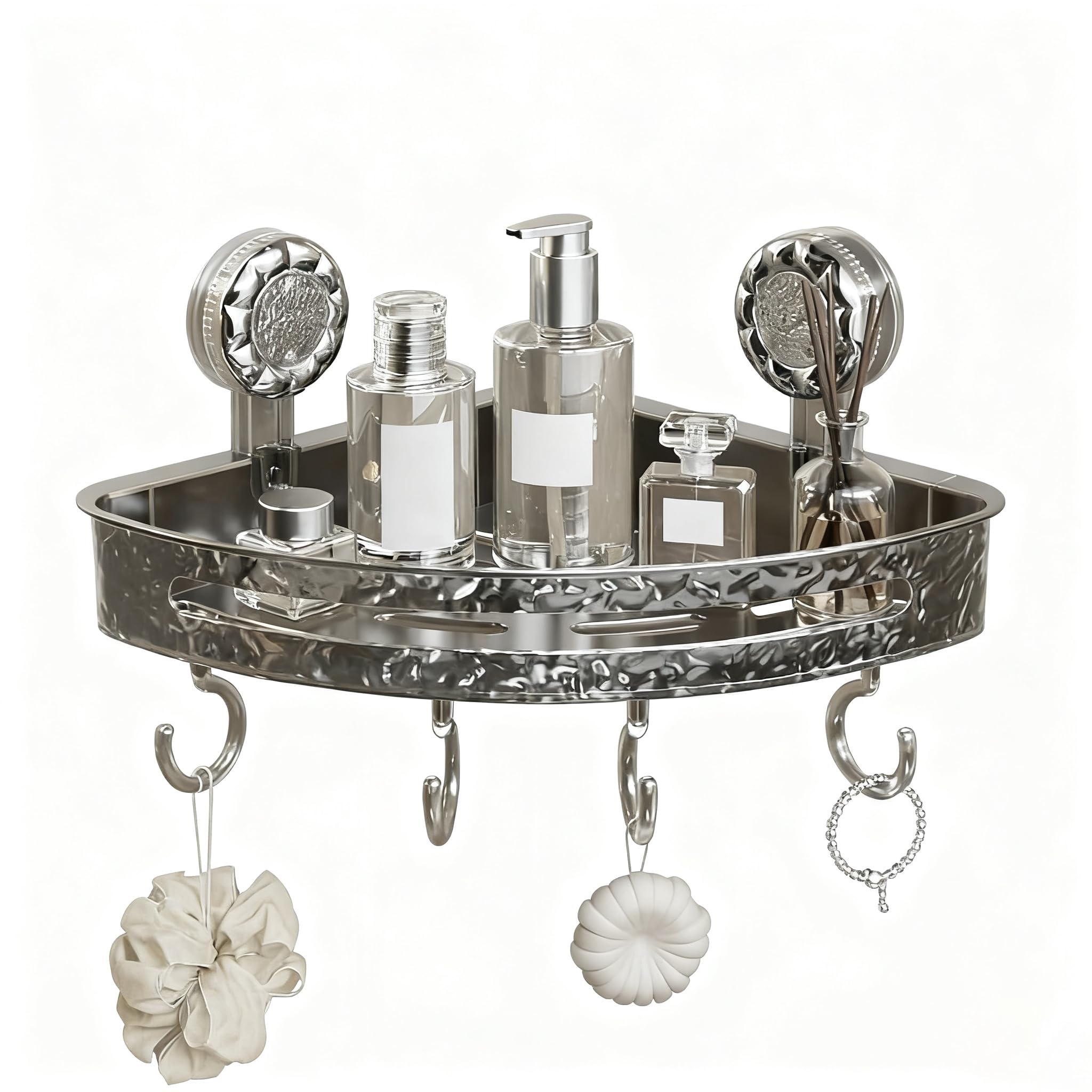 Corrugated Suction Cup Storage Holder Set Patient Trays Shower Shelf No Drill Clear Light Luxury Style Wall Caddy