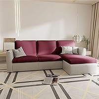 Vista 29 de EFELIM Funda de cojín seccional de 4 piezas para sofá en forma de L, funda elástica para sofá de 1, 2, 3 asientos, funda antideslizante para sofá