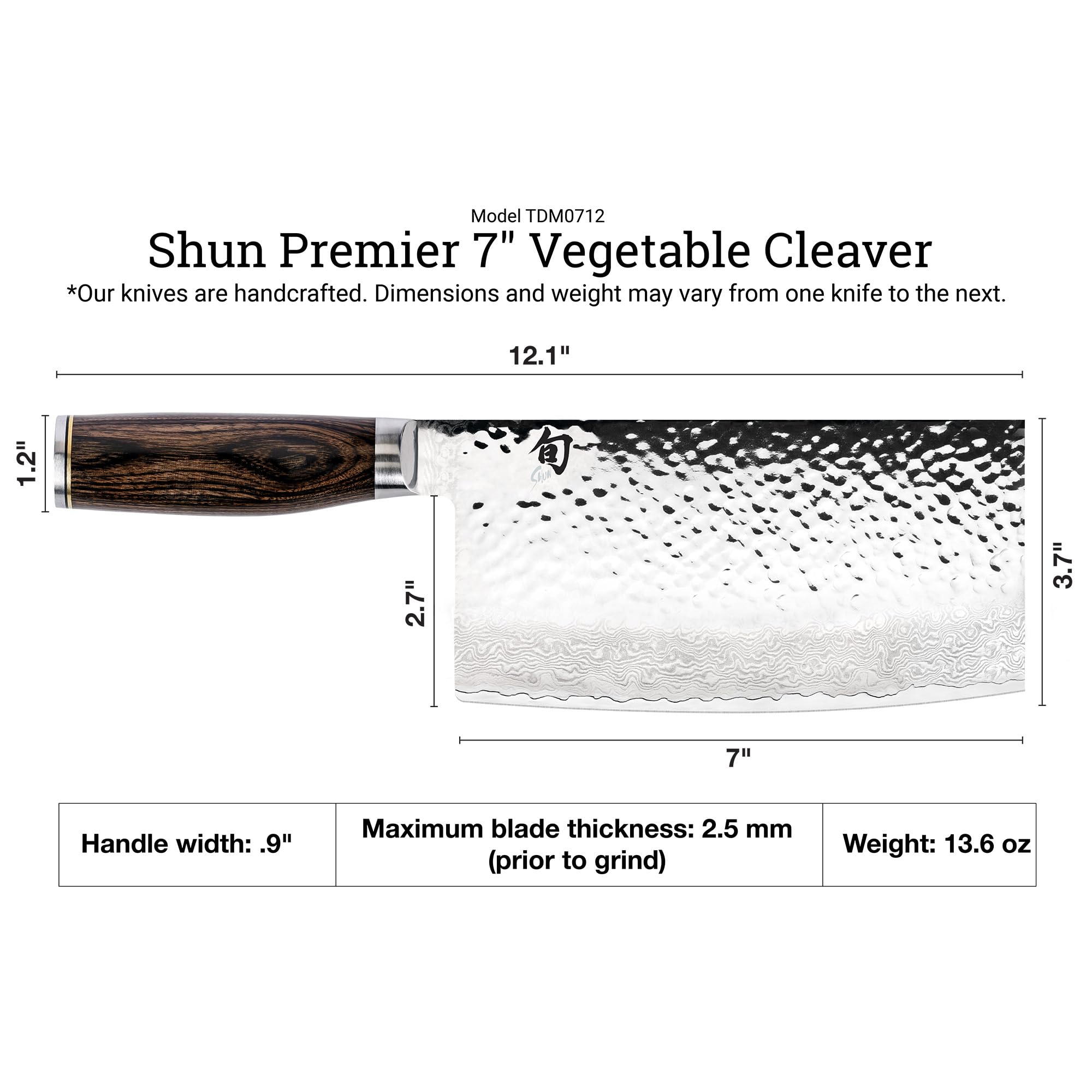 Shunpremier 7 Cleaver Handcrafted Japanese Vegetable Knife Vg Max