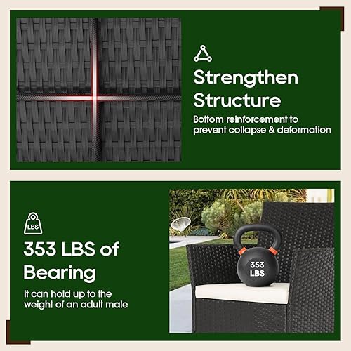 Miniatura 4 de FDW Juego de muebles de patio de 4 piezas silla de ratán para exteriores sofá de mimbre para conversación de jardín juegos de bistró para patio