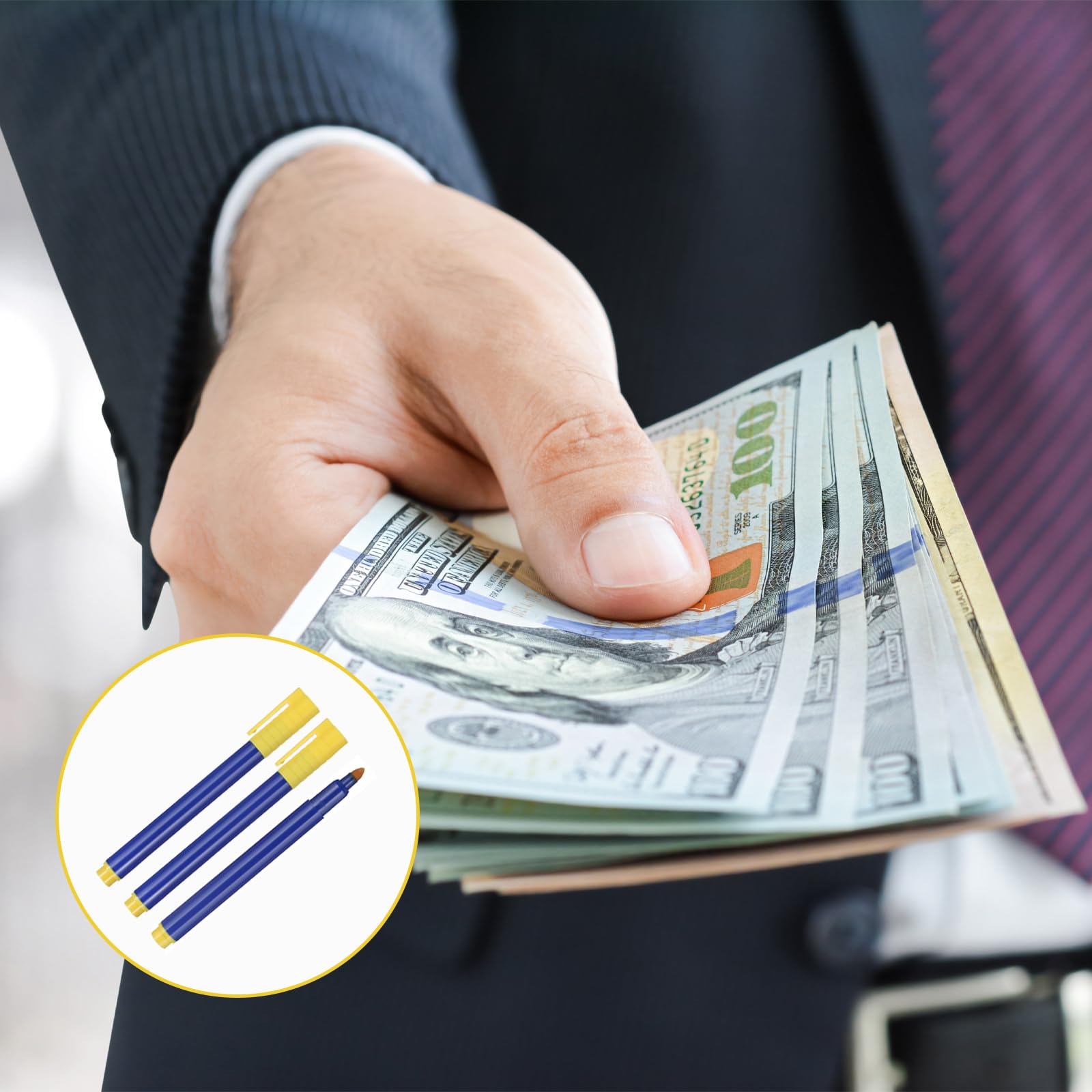 Rotulador Billetes Falsos, 10 Piezas Rotulador Detector Billetes Falsos, Azul Boli Comprobador de Billetes Falsos, Flexible y Portátil, para Detectar Autenticidad de Billetes