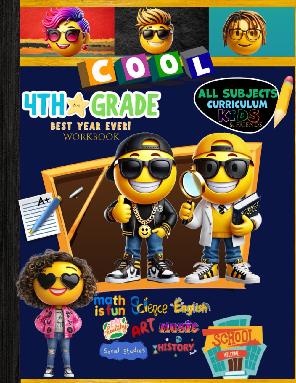4th Grade All Subjects Workbook: Grade 4 Math English Grammar Science Social Studies History Spelling Art Reading Book Report Lessons Plan All In One ... Tracker Sheets and End-of-Year-Elevation Form