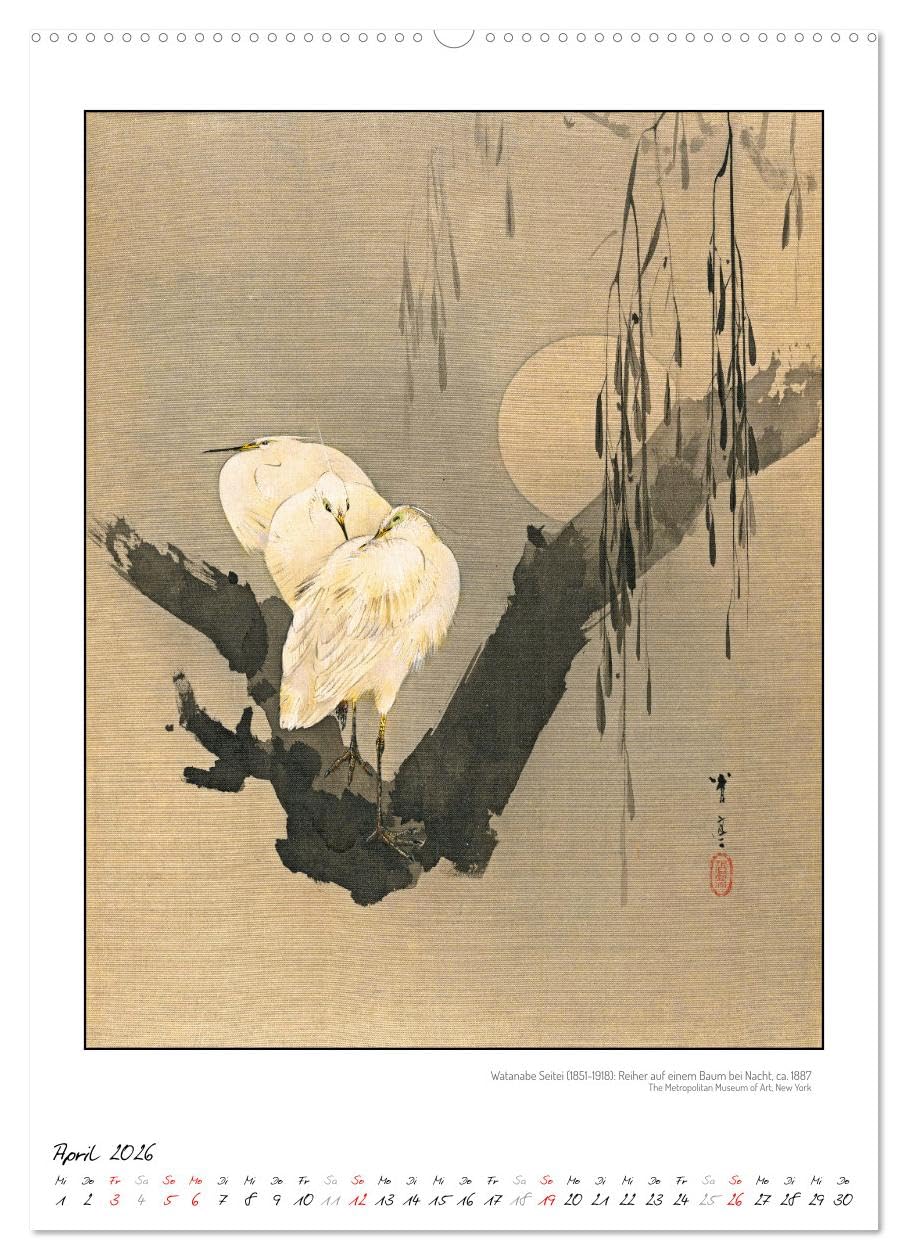 Watanabe Seitei - Japanische Tuschmalerei (hochwertiger Premium Wandkalender 2026 DIN A2 hoch), Kunstdruck in Hochglanz: Seidenmalerei Watanabe Seitei ... Augenblicks Kunstkalender (CALVENDO Kunst)