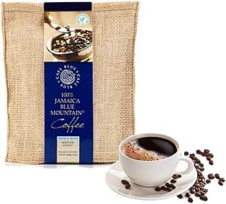 Cafe Blue 100% Authentic Jamaica Blue Mountain Medium Roast Whole Bean Premium Arabica Coffee, 16 Ounces (1 Pound, 454 Grams)