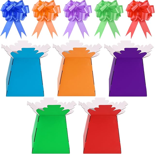 5 Pcs Bouquet Boxes with Pull Bows Flower Boxes for Sweet Bouquet Sweet Boxes Empty Bouquet Boxes for Chocolate Gift Box for Bouquets and Sweet DIY Chocolate Bouquet Decoration for Wedding Birthday