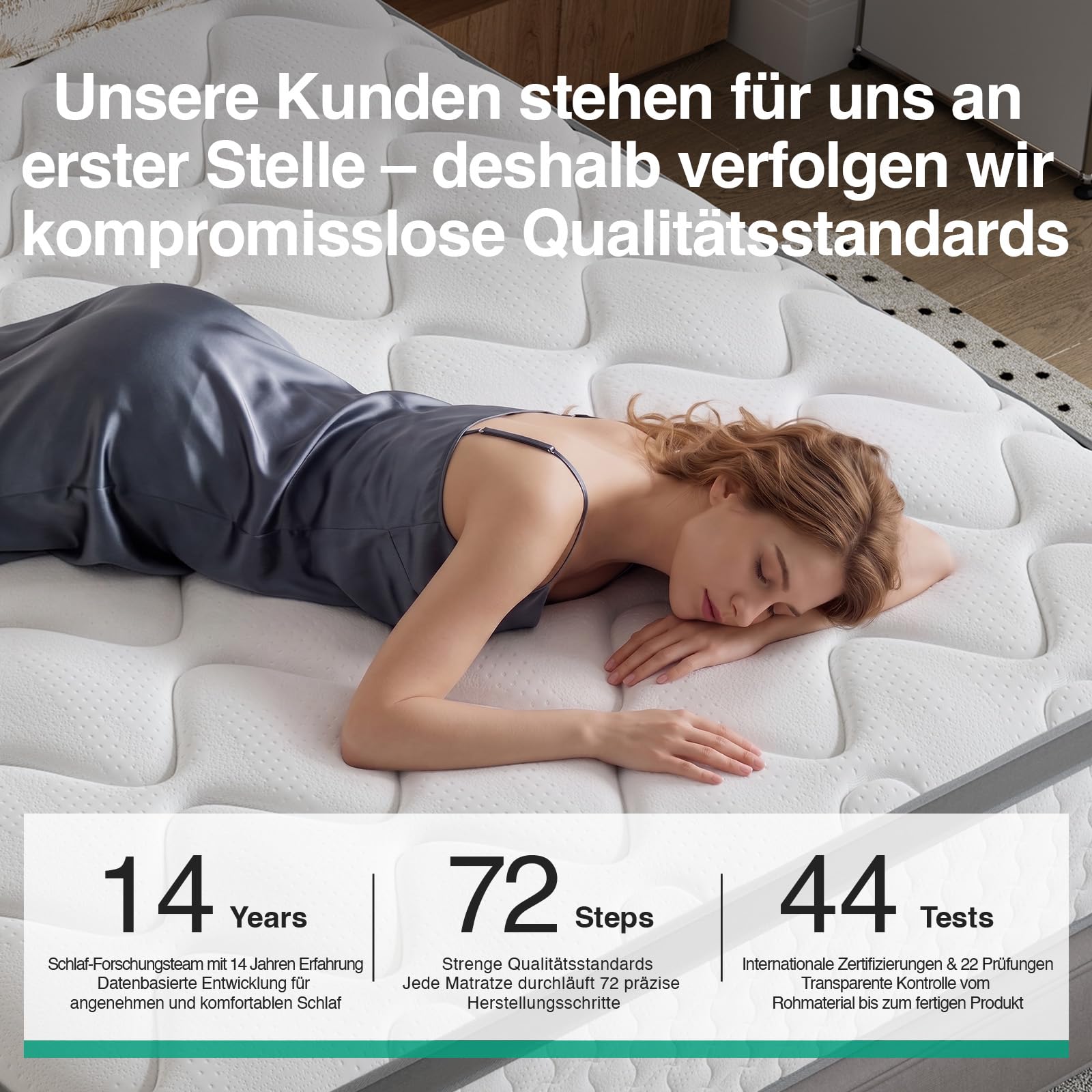 Novilla Matratze 140x200 cm 25 cm Höhe H3 mittelfest 7 Zonen Hybridmatratze | Taschenfederkernmatratze mit Komfortschaum Passt sich Körperformen natürlich an, Atmungsaktiver Unterstützung, Oeko-TEX®