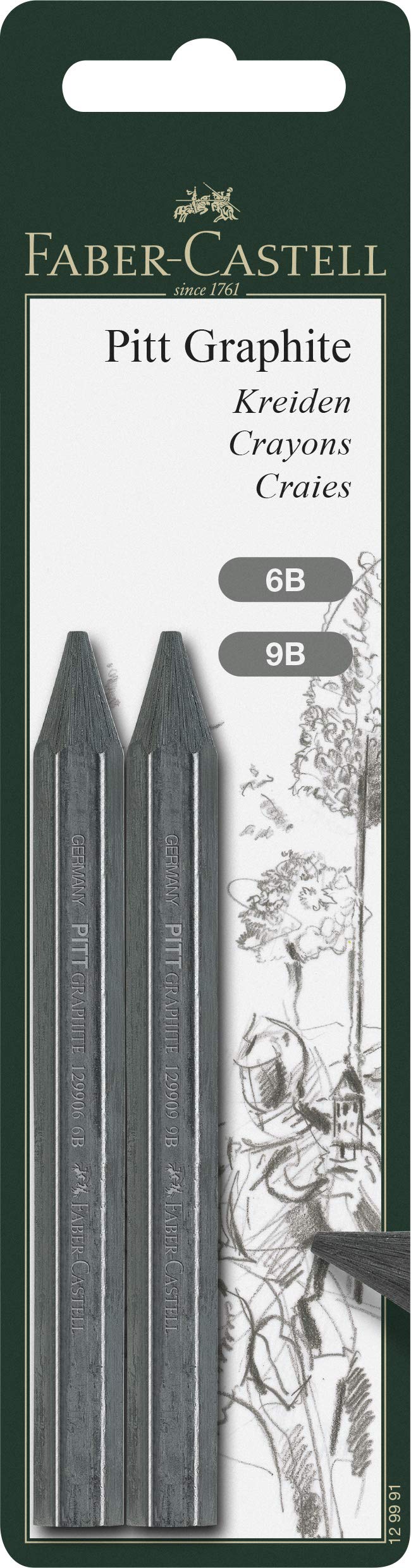 Faber-castell pitt graphite crayon, set of 2, 6b, 9b-made in germany